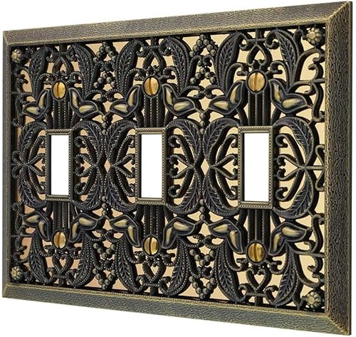 Vista 15 de Amerelle tapa para tomacorriente doble de metal con diseño de filigrana, 65RAB
