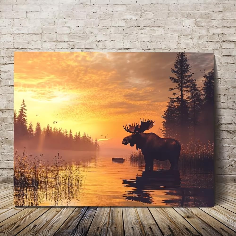 awtrhfc Canvas Art Wall Decor, Modern Abstract Wildlife Scene, Ideal for Living Room(80x120cm(31x47in)/No frame)