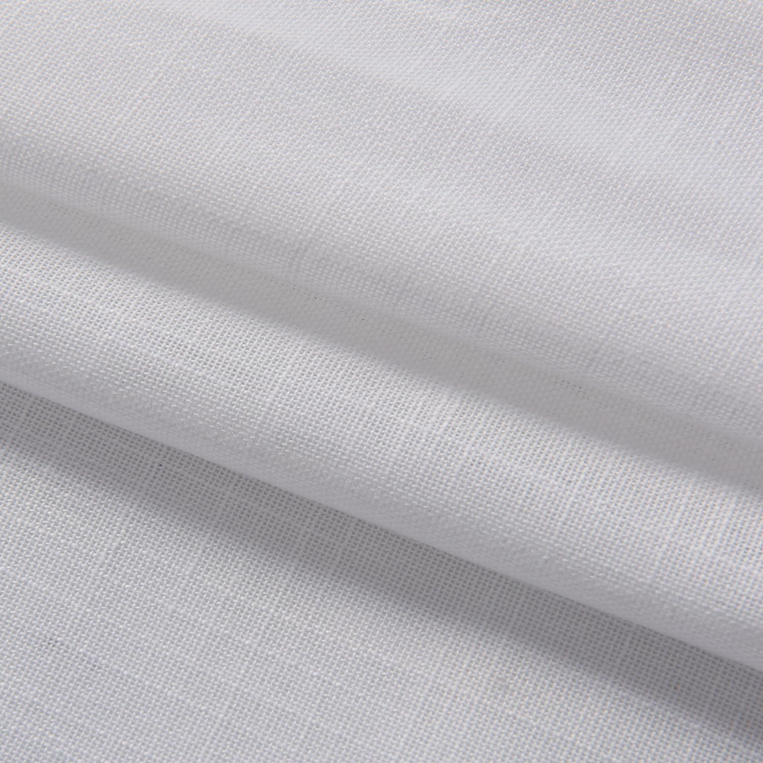 Vorhang mit Bindebändern aus Leinen-Baumwoll-Mischgewebe, rustikaler schicker Vorhang für Wohnzimmer oder Schlafzimmer, 132 x 213 cm, gebrochenes Weiß, 2 Paneele