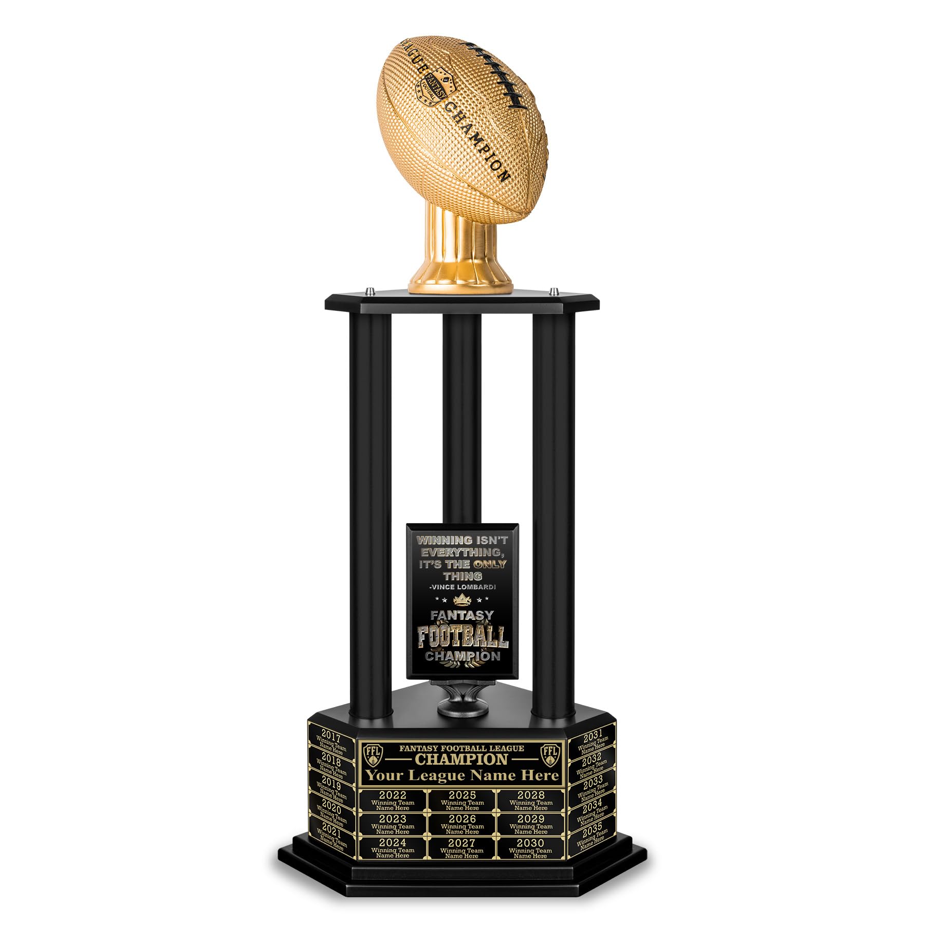 TrophySmack 19-Year Perpetual Fantasy Football Trophy, Custom Engraved