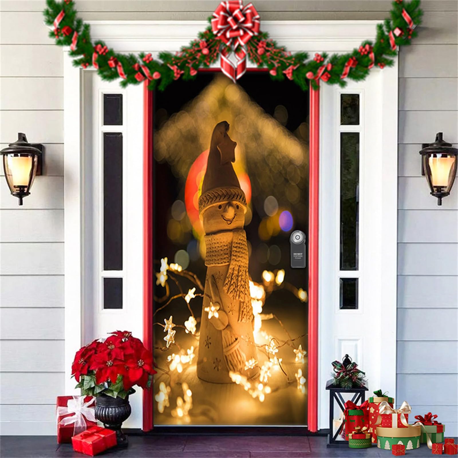 Tsophreniq Festival Door Curtain with Fade Resistant Polyester Materials for Christmas and New Year Decors Christmas Door Cover Polyester Holiday Decors