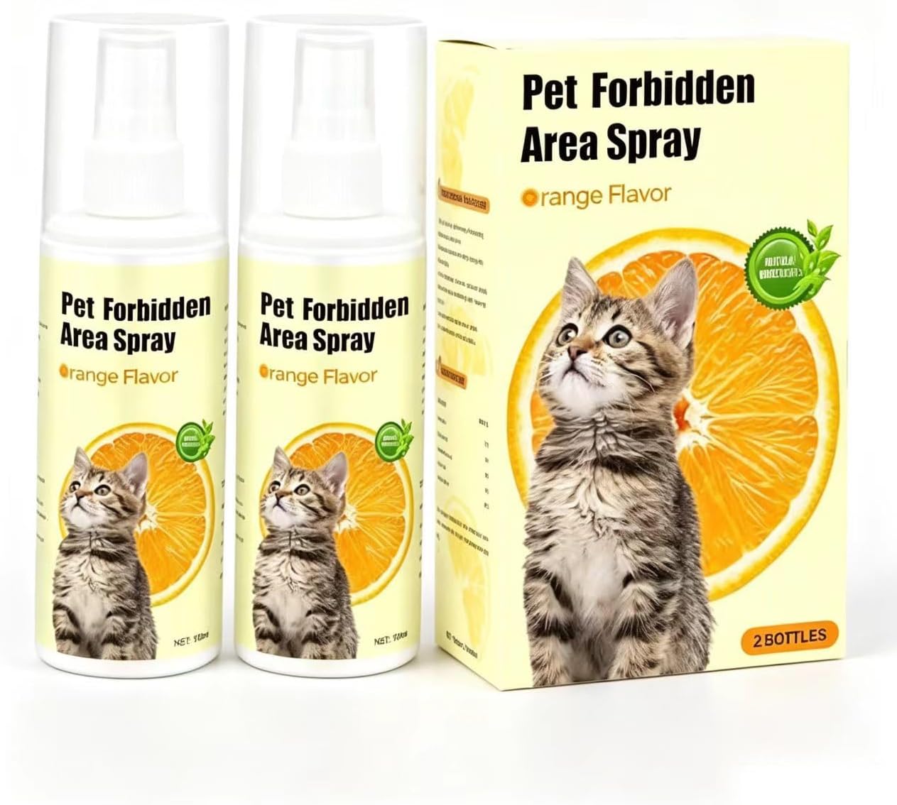 Cat Deterrent Spray Natural Anti-Scratch Cat Spray, Effective Cat Scratch Furniture Protector Stay Away from Restricted Areas-for Pet Behavior(2pcs)