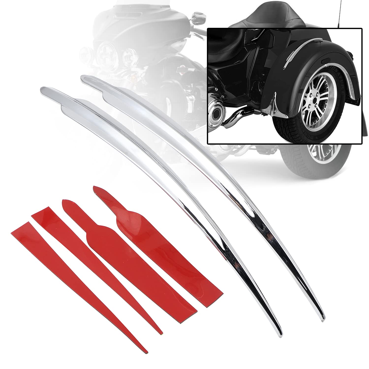 Amazon.com: SHMTOOL Motorcycle Chrome Rear Fender Accents Top Trim