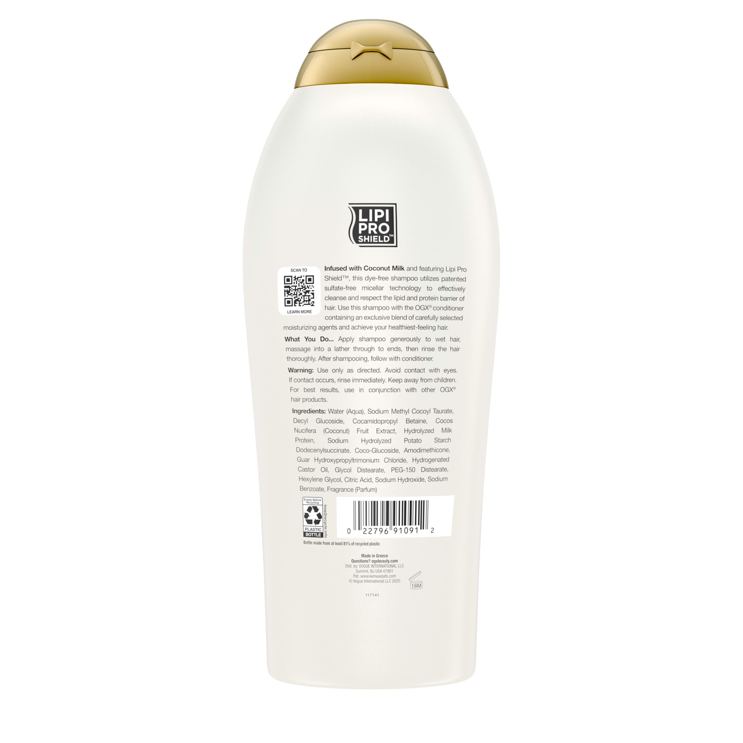 Ogx Nourishing Shampoo, Coconut Milk, Salon Size, 25.4 Ounce By Vogue International
