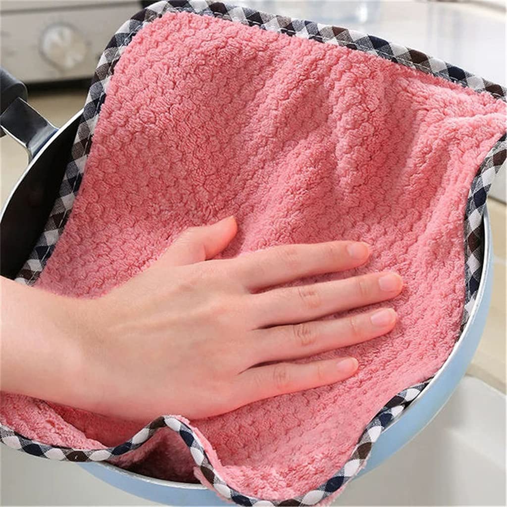 Toallas de baño Toallas de mano Toallas, no grasientas que no dejan pelusas Trapo de doble cara de lana de coral colgante, toalla de mano absorbente con patrón de piña de cocina, paño de cocina liso (