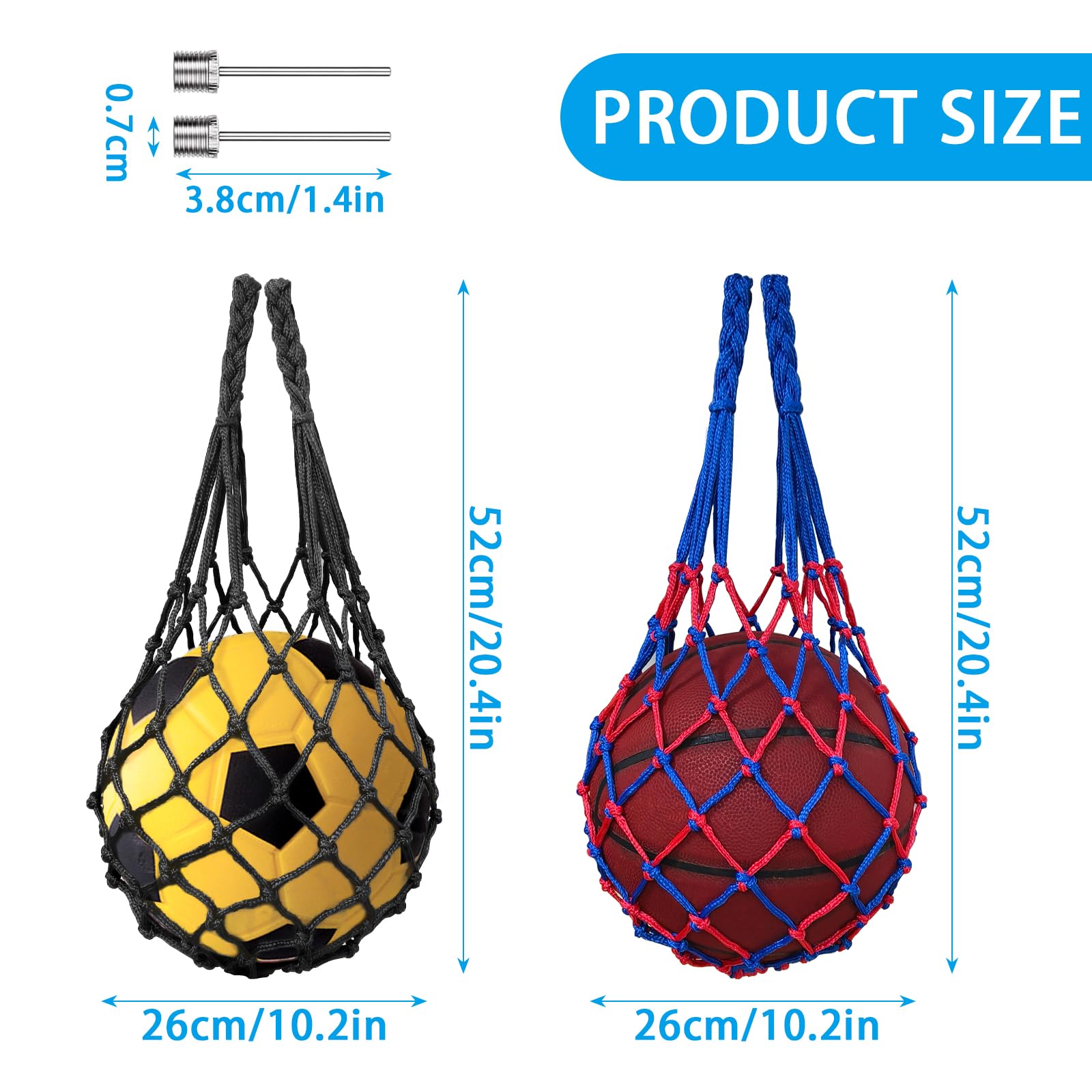 Bolsa para Balón, Red para Balones de Fútbol, con 2 Agujas Plateadas Inflables, para Baloncesto, Voleibol