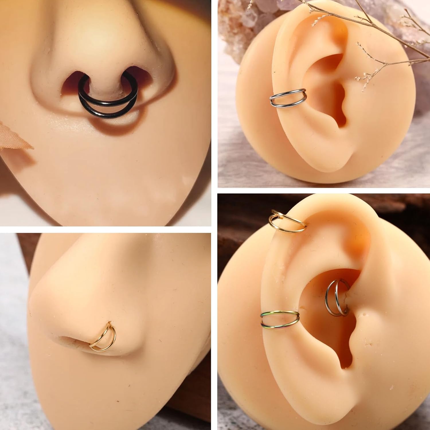 Seamless Nose Hoop Rings 316L Surgical Steel Double Cartilage Helix Conch Piercing Jewelry Ear Hoop Earrings Septum Jewelry Septum Clicker Ring Daith Rook Tragus Lip Jewelry 6mm to 12mm - Image 5