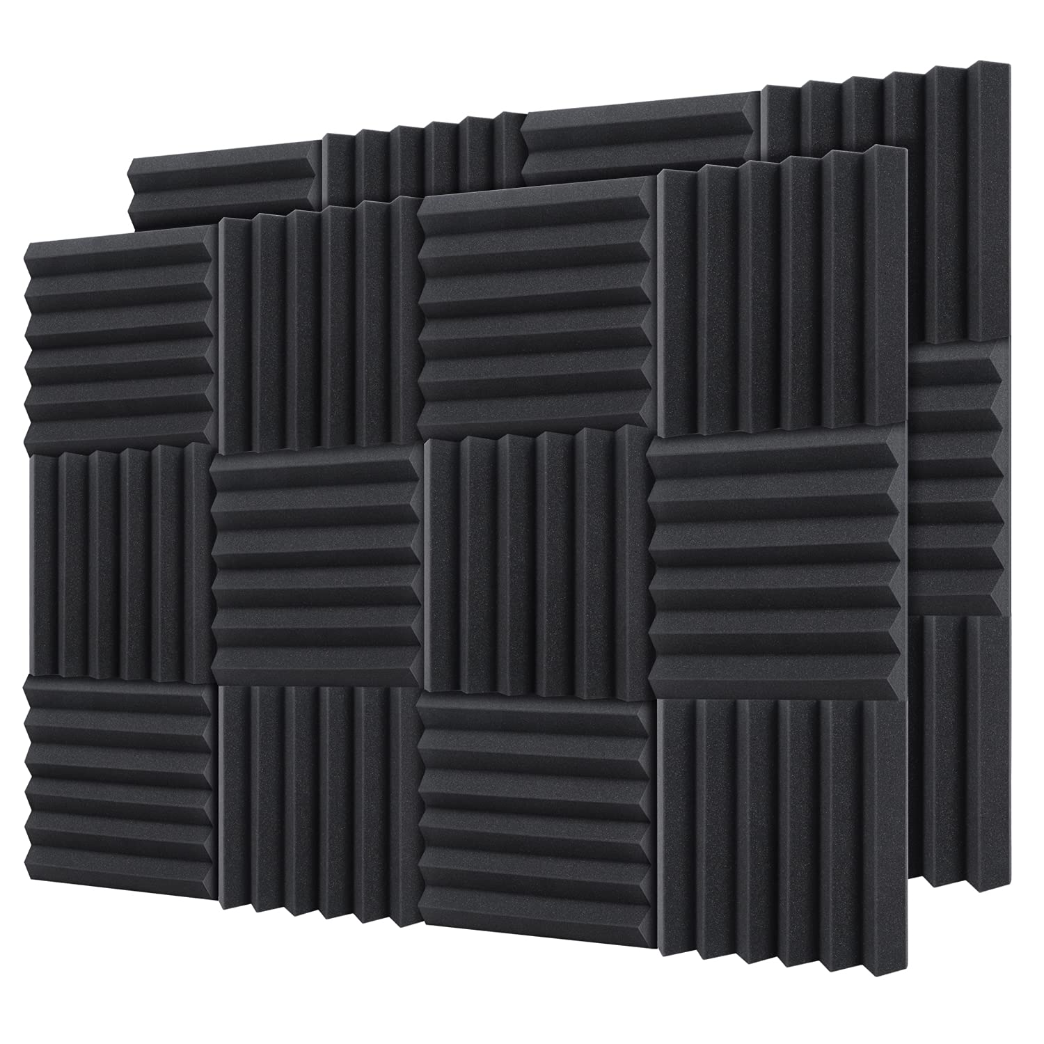 Acoustic Foam Panels 24 Pack, Ohuhu Acoustic Panels Studio Foam 2 Inch 5 cm thick Acoustic  Kit for Studios,  Studios, Offices, Home Studios - Black