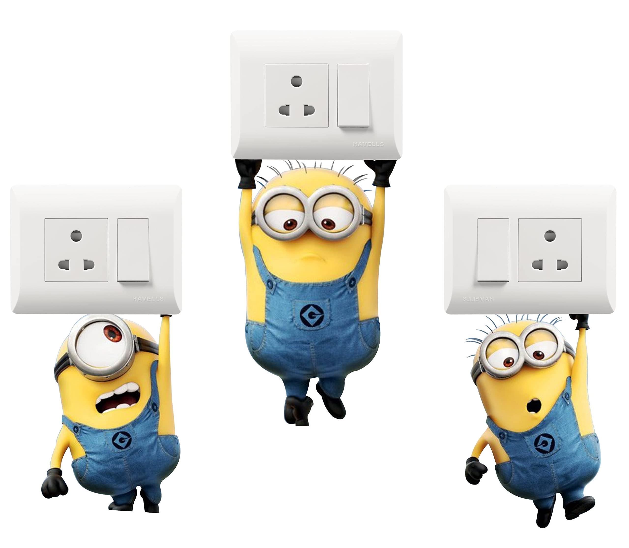 Divine StudioSwitch penal sticker of Reading Minion Fridge,Minion funny, funny love, minion funny love for decoretive your home's switch board(PVC vinyl sticker, Multicolor)(Pack of 3)