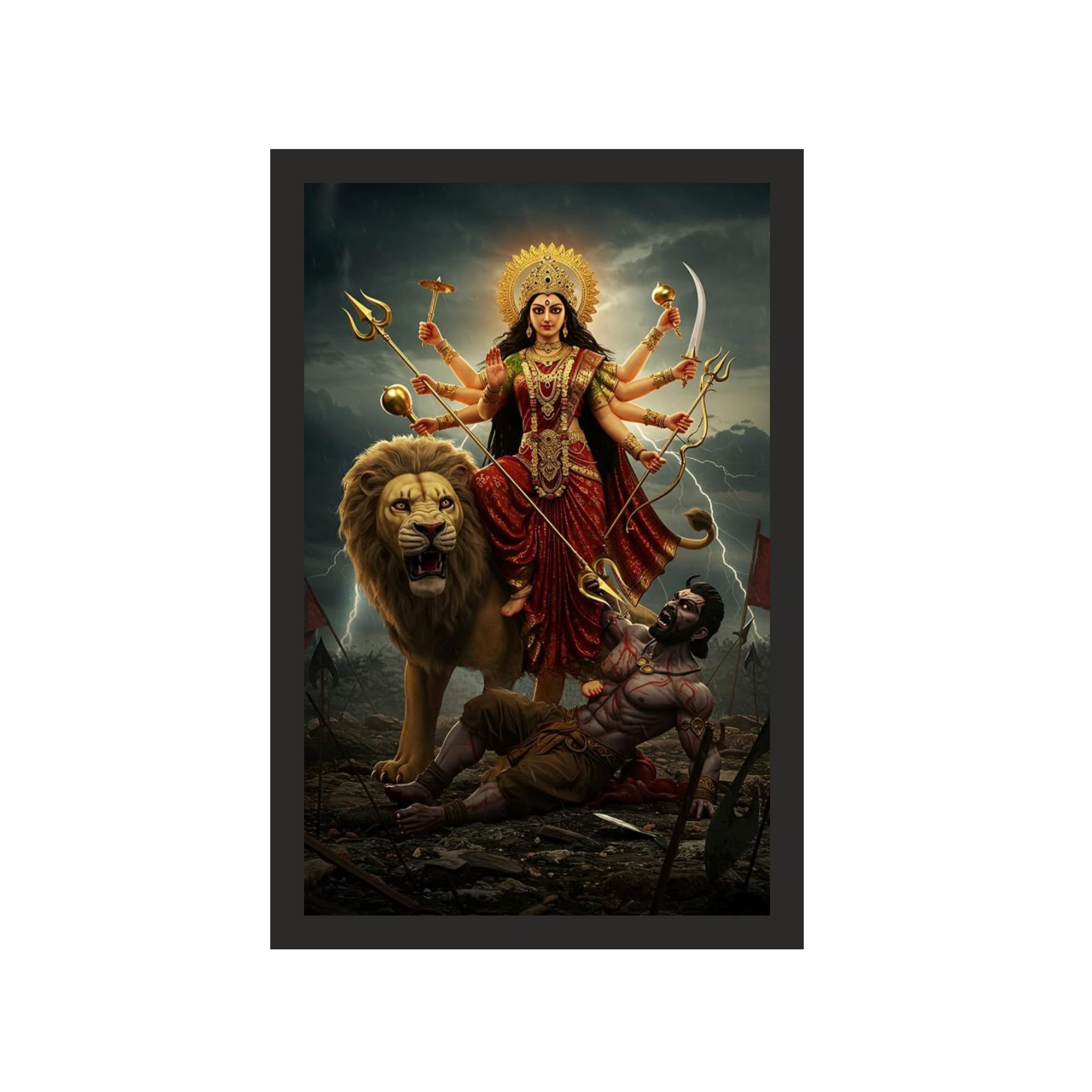 Divine Durga Art | 24x36 Inch Black Fiber Frame | A Timeless…