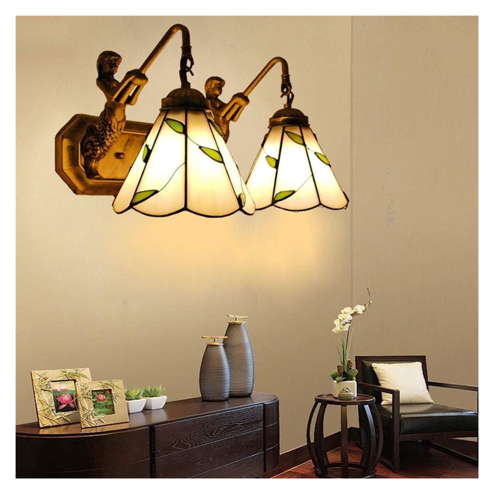 HYJAUSXB Wall Lamps Sconces Sconce Lamp Vintage Lamp, with Colored Willow Wood Lens