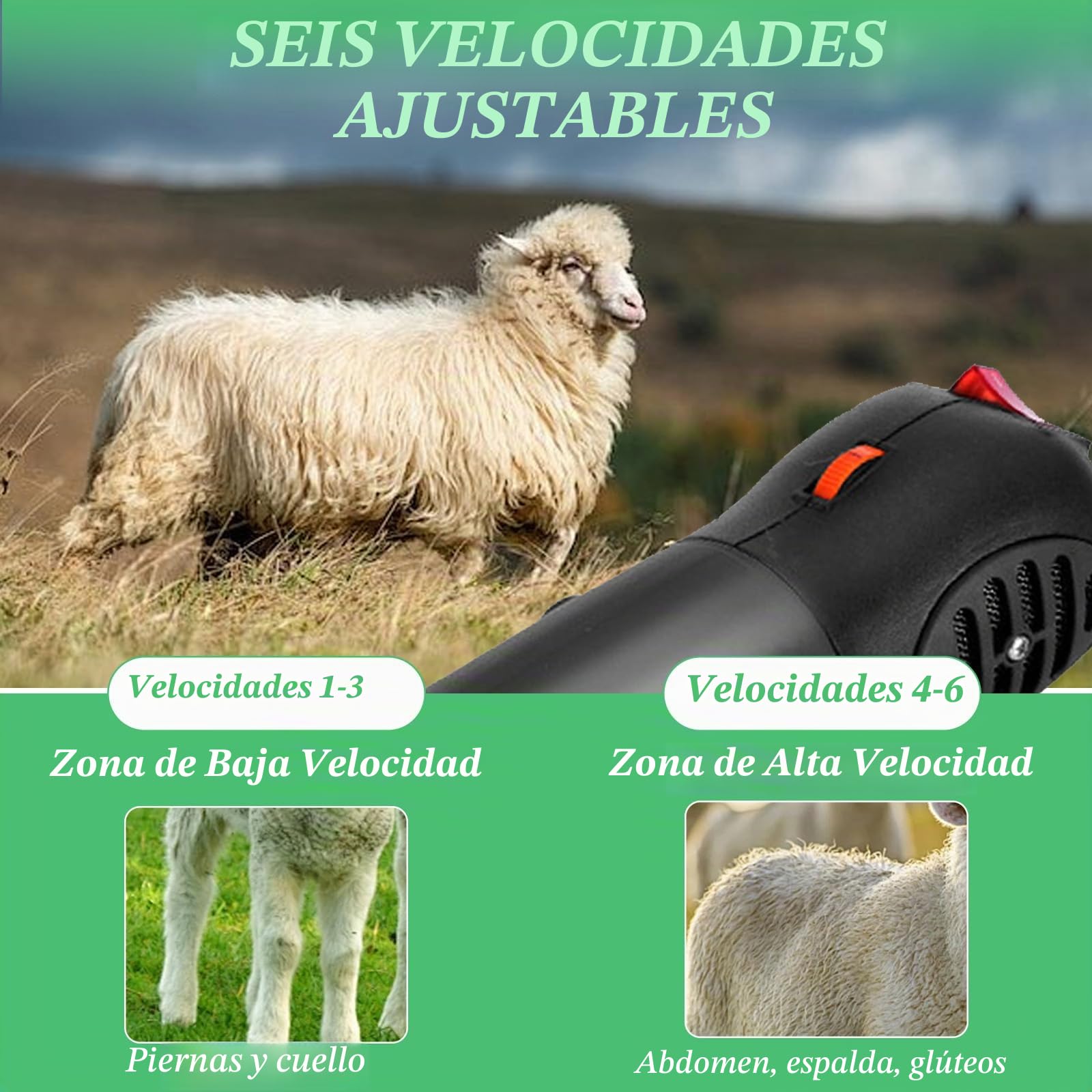 900W Tijeras de Oveja eléctricas, Esquiladora Eléctrica con 6 Velocidades Ajustables, Tijeras EléCtricas Profesionales Para Ovejas con Estuche De Transporte para Ovejas Ovino Alpacas Cabras