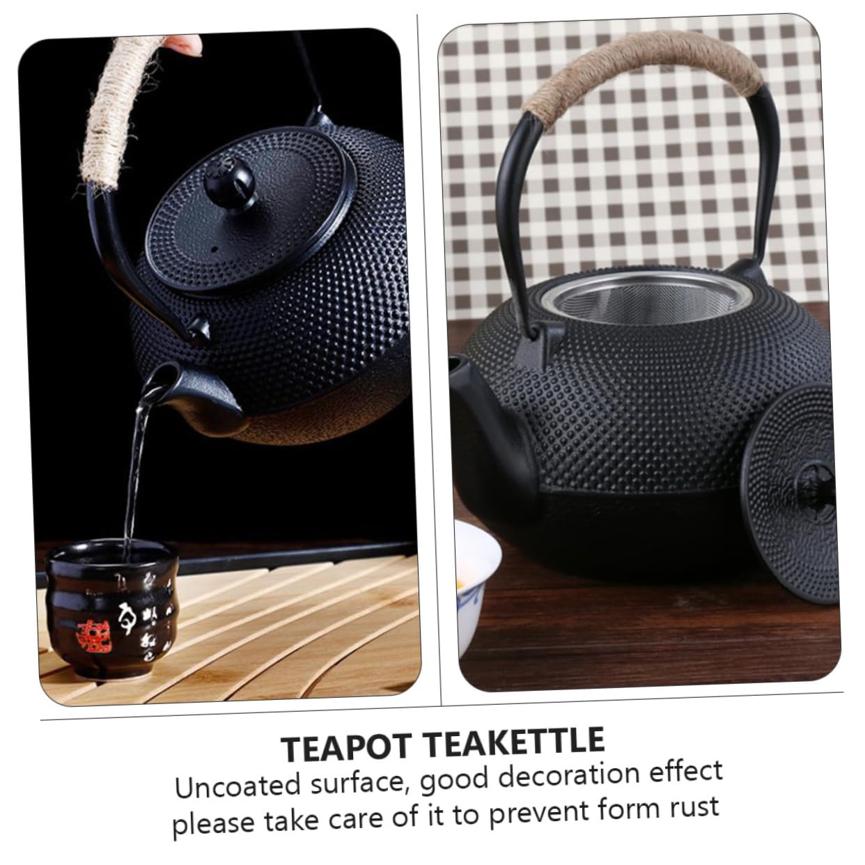 PRETYZOOM Tetera de Hierro Fundido sin Revestimiento Hecha Mano Antigua con Infusor para Preparar Té para Uso Casa Oficina