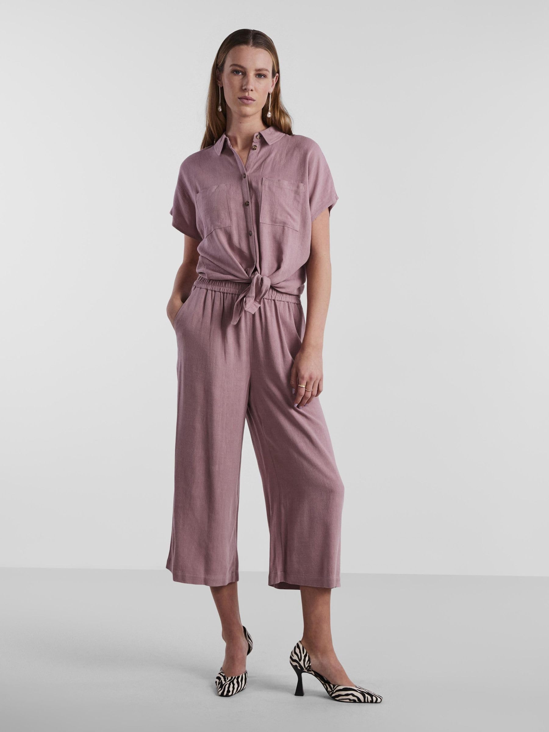 PIECES Pcvinsty Hw Linen Culotte Noos - culotte Kobiety