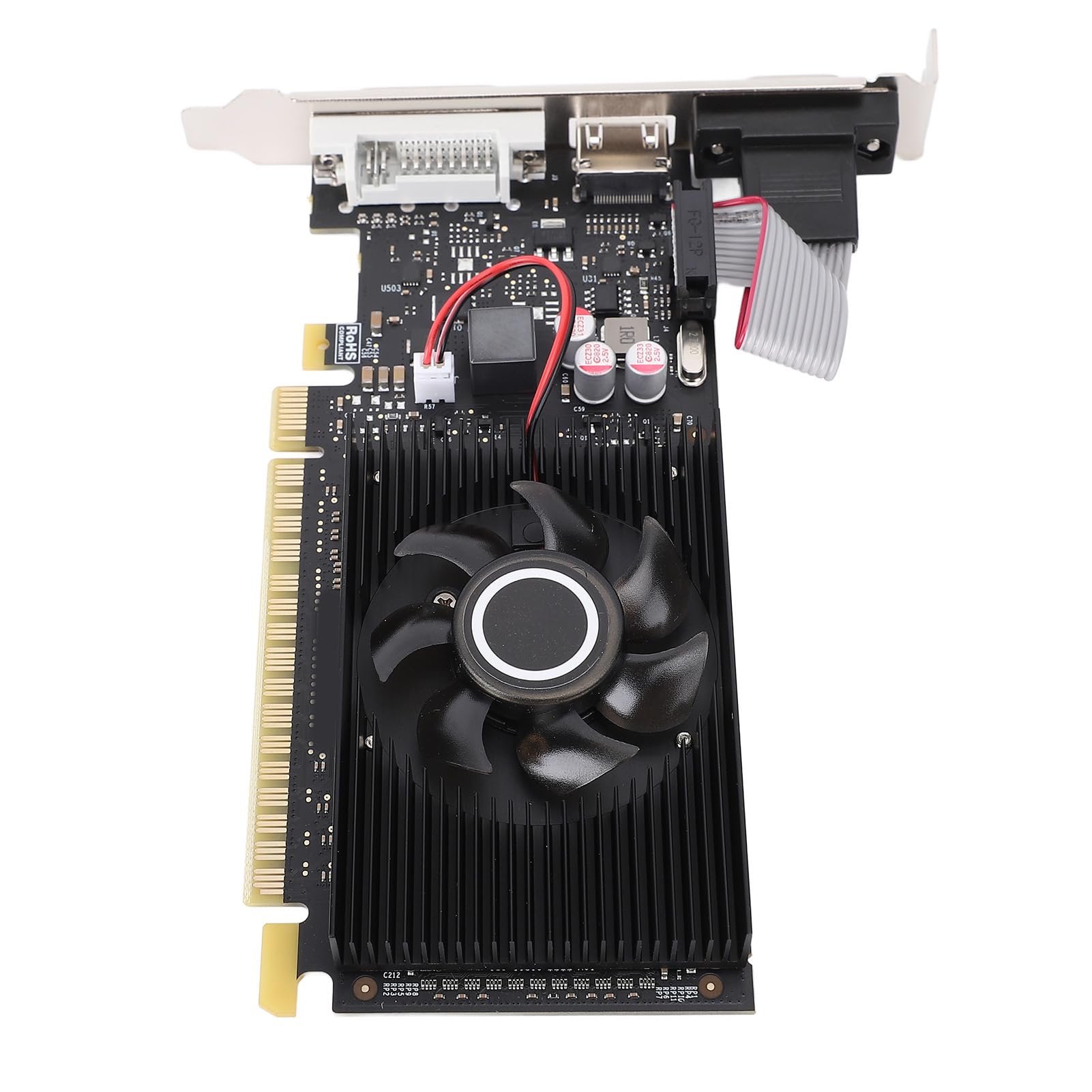 VBESTLIFE Scheda Grafica da 1 GB, GPU DDR3 a 64 Bit, Scheda Video da Gioco PCIE 1.1 X16 589/500 MHz, Scheda Grafica per Computer Desktop con Porte HDMI, DVI, VGA