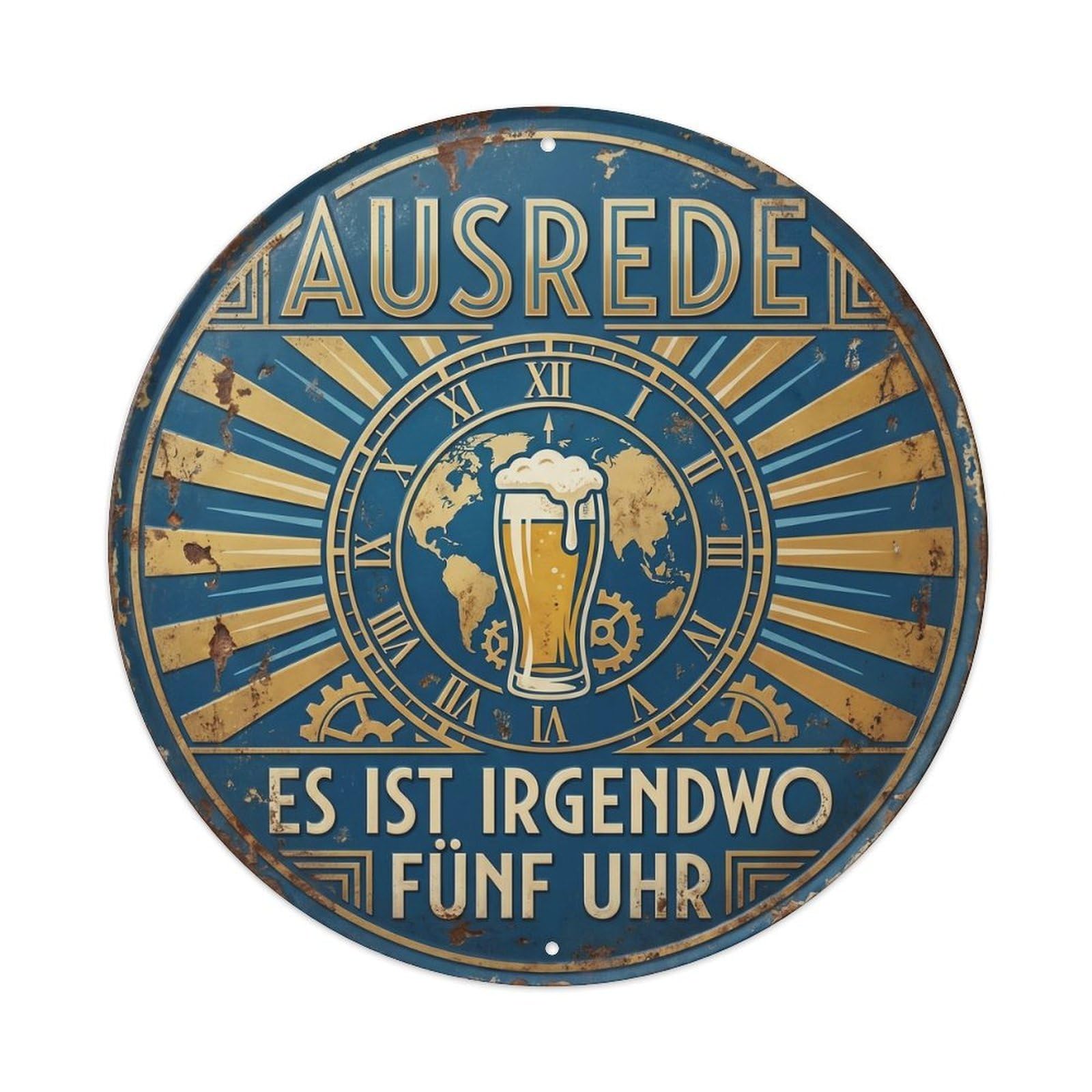 Vintage Bar Style Ausrede Humorous Lounge Excuse Metal Tin Sign Plaque Wall Decor for Cafe, Club, Garden Round Metal Poster 8x8Inch
