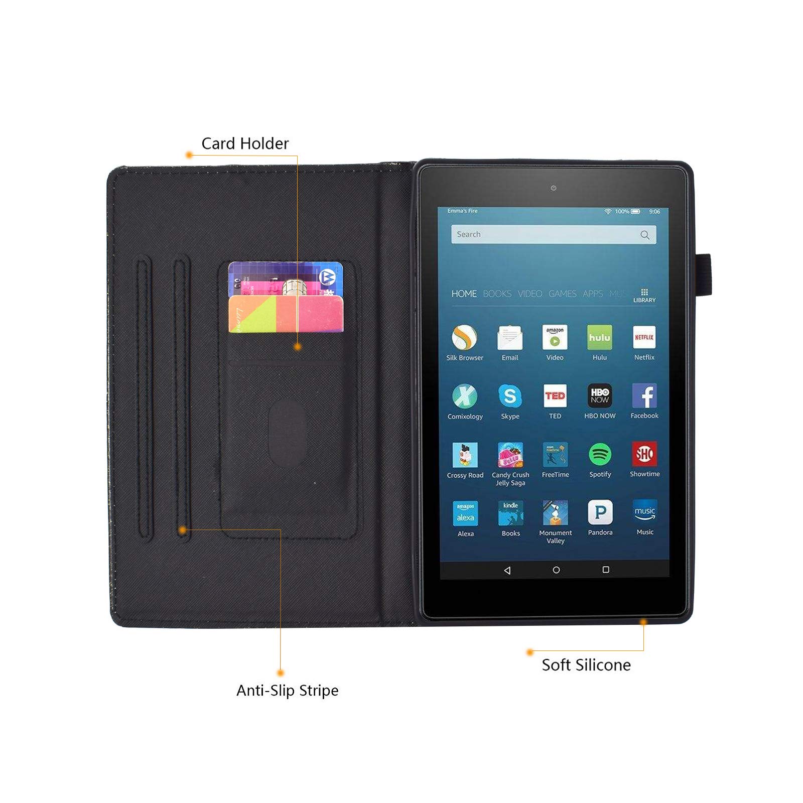 Smart Cover Kindle Fire Custodia Magnetica In Pelle Sintetica Per Amazon Kindle Fire HD 10, 8, 7 Cover Con Supporto Per Kindle - Foto 2