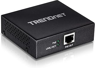 TRENDnet Gigabit PoE+ Repeater/Amplifier, 1 x Gigabit PoE+ In Port, 1 x Gigabit PoE Out Port, Extends 100m For Total Distance Up To 200m (656 ft), Supports PoE(15.4W) & PoE+(30W), Black, TPE-E100