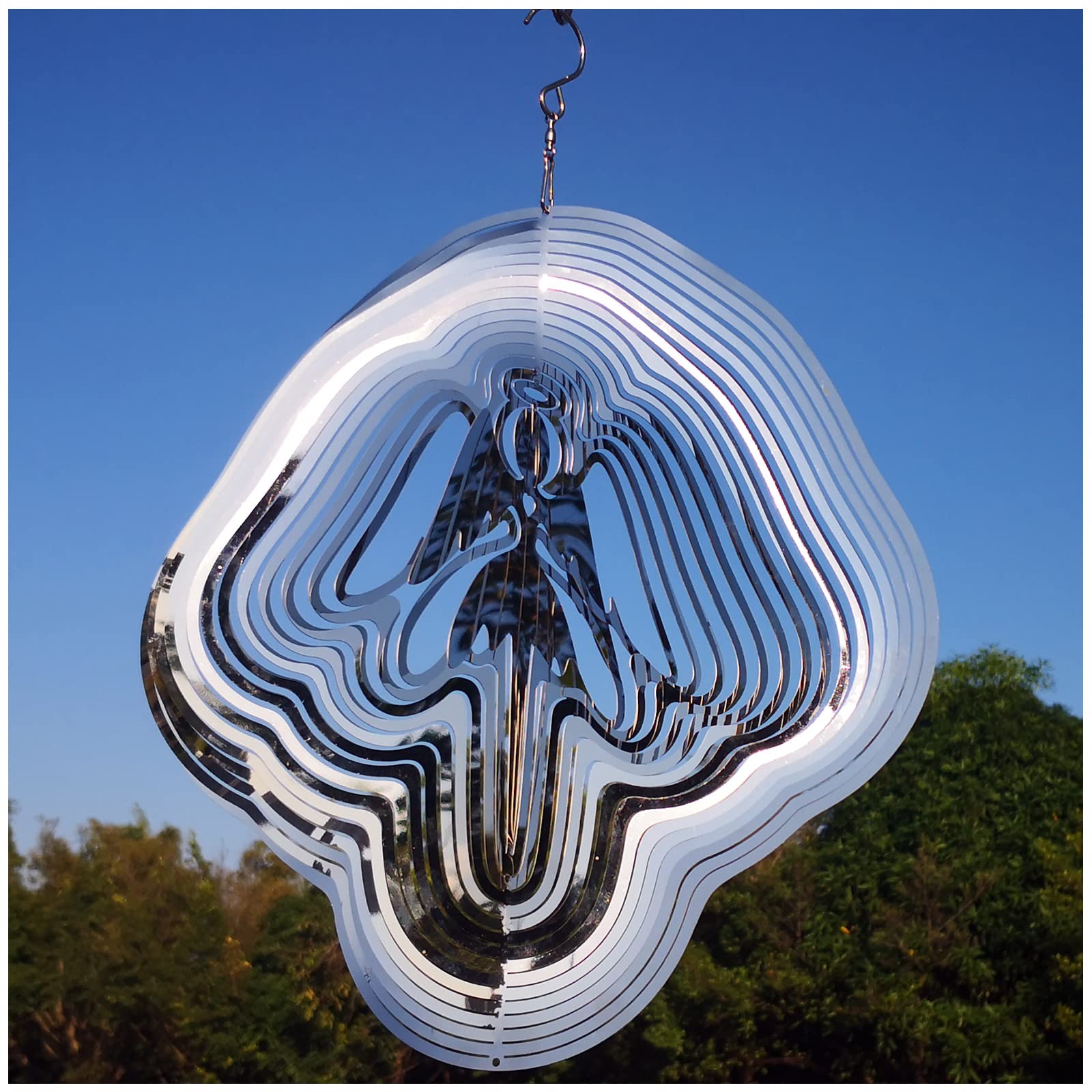 DJUAN Reflective Angel Wind Spinners Outdoor Garden Decor,Sparkly Angel Ornaments Bird Devices Deterrent to Scare Birds Away from Yard Patio Farm,Cherub Decor Metal Wind Spinners Gifts for Mom, Women