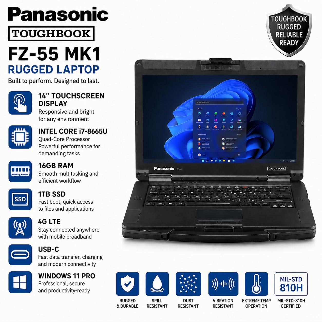 Amazon.com: Panasonic Toughbook FZ-55 MK1, 14-inch FHD 1920x1080