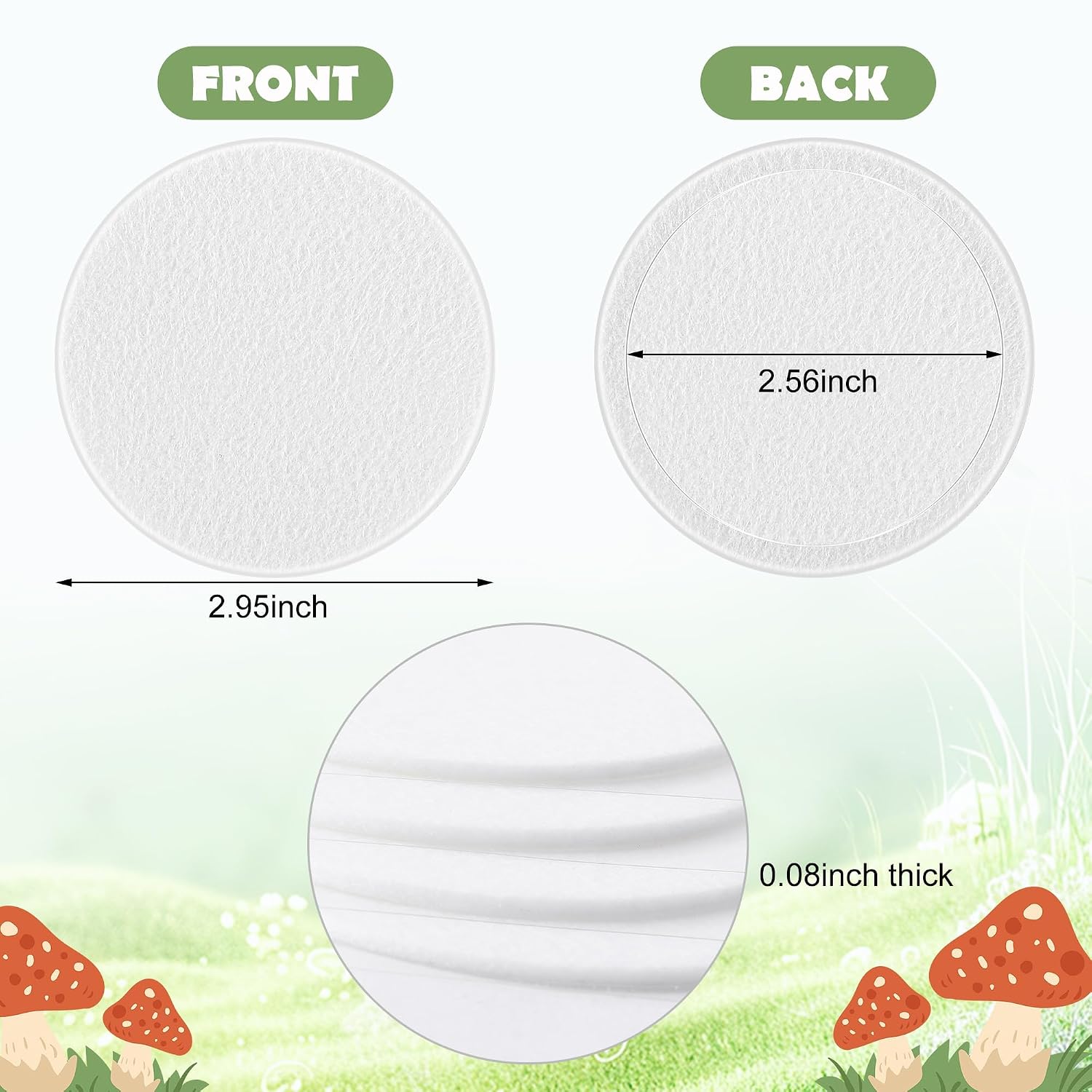 48 Pcs 2.5" Monotub Adhesive Filter Disks-2MM Thick Monotub Filter Discs-Monotub Filters for Mushroom Growing Supplies Filter Pad Replacements