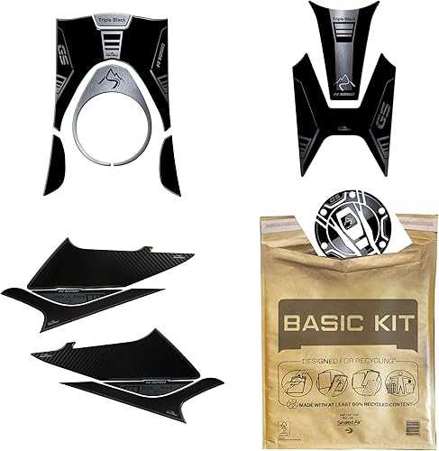 Resin Bike Motorcycle Stickers Compatible with BMW R 1250 GS 2021 - Triple Black Kit Protectors for Fuel Tank Cap and Side Tank Motorcycle. 3D