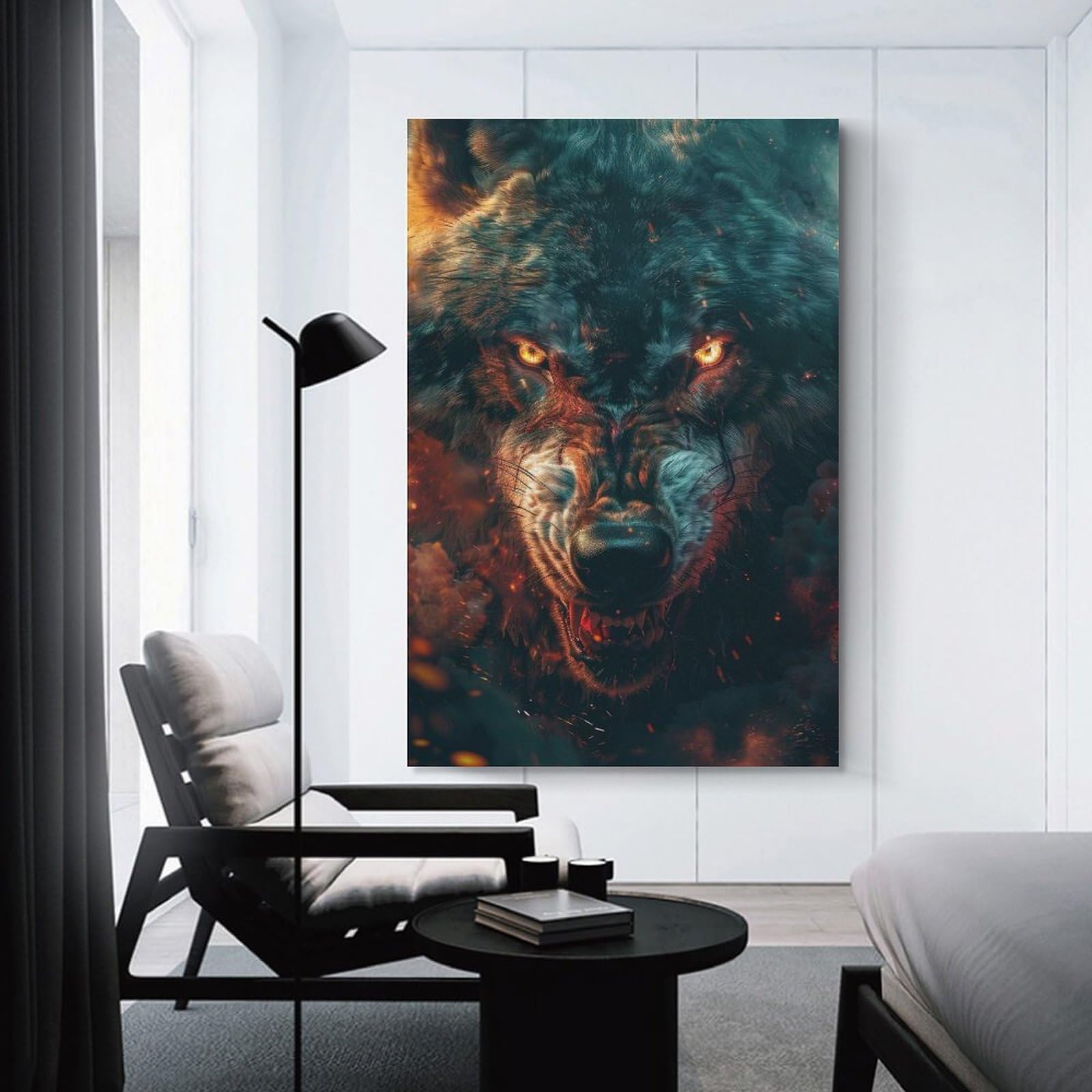 Junmoney Evil Werewolf Wall Art Print, 24x36inch(60x90cm), for Corridors, Hallways Or Apartment Entries, Wall Decor to Refresh Empty Corners