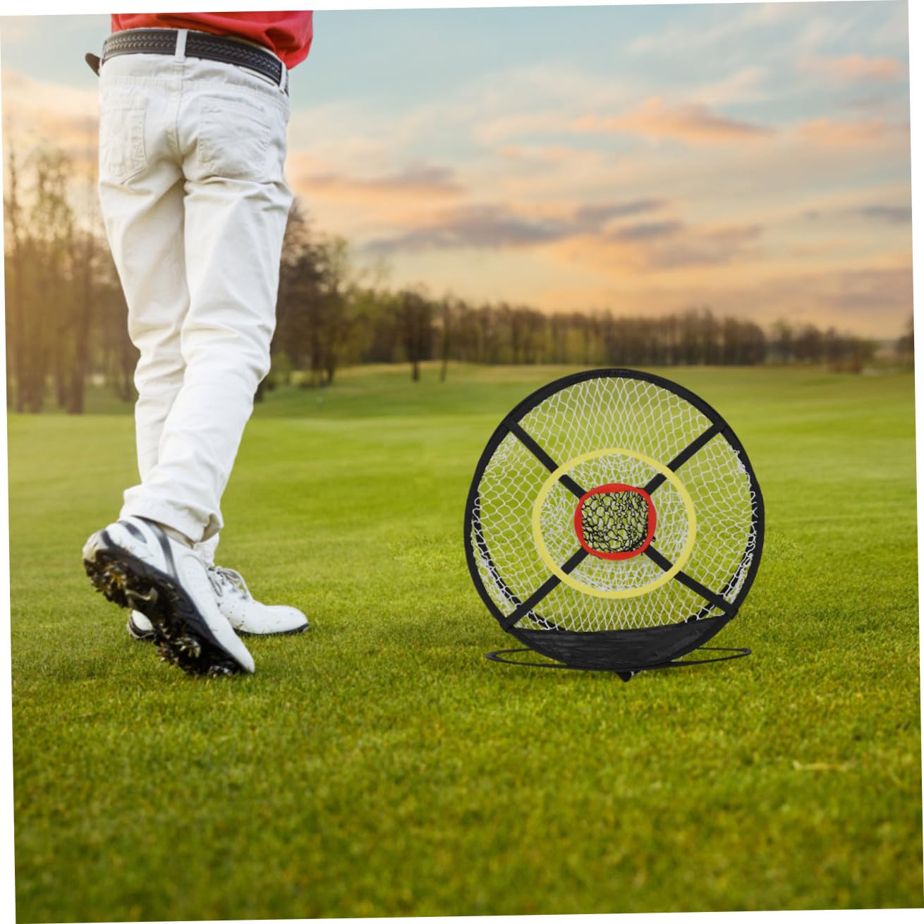 Rete da Allenamento per Golf Nera in Poliestere Pieghevole