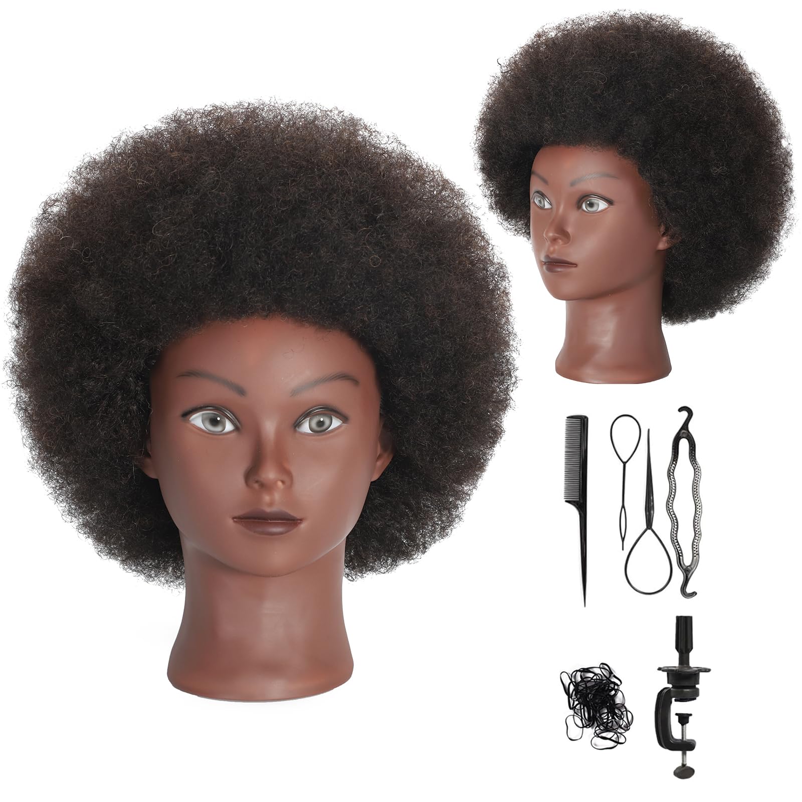 Afro Curly Mannequin Head with 100% Human Hair Curly Hair Friseur Hair