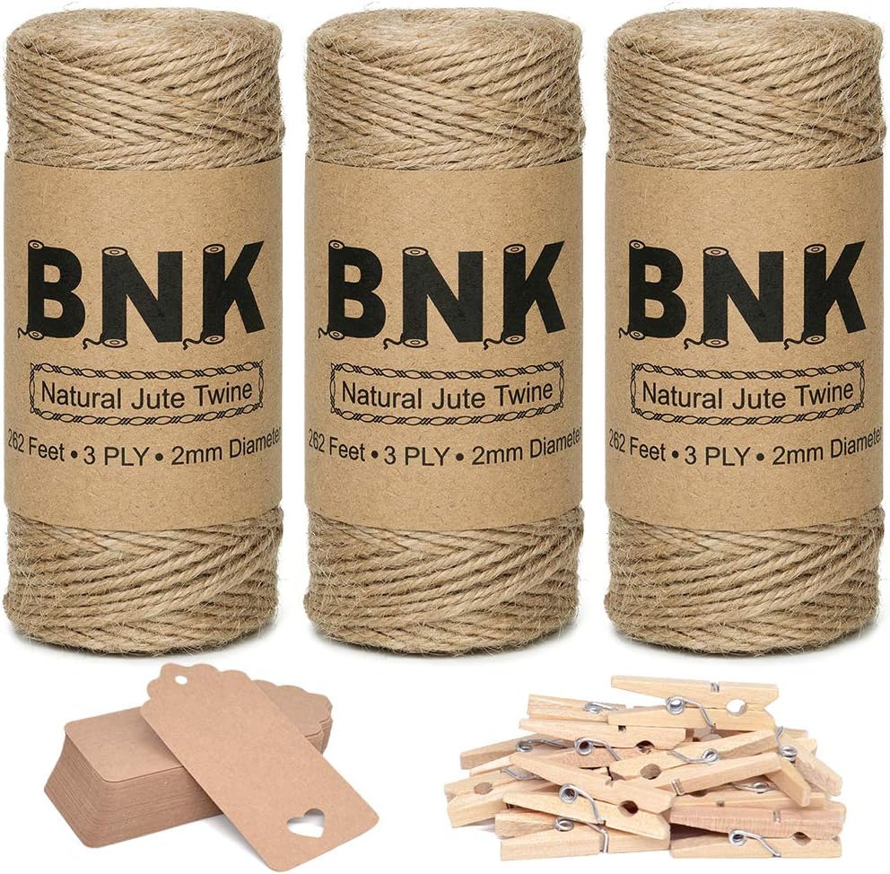 BNK 787 Feet Natural Jute Twine for Gift Wrapping String