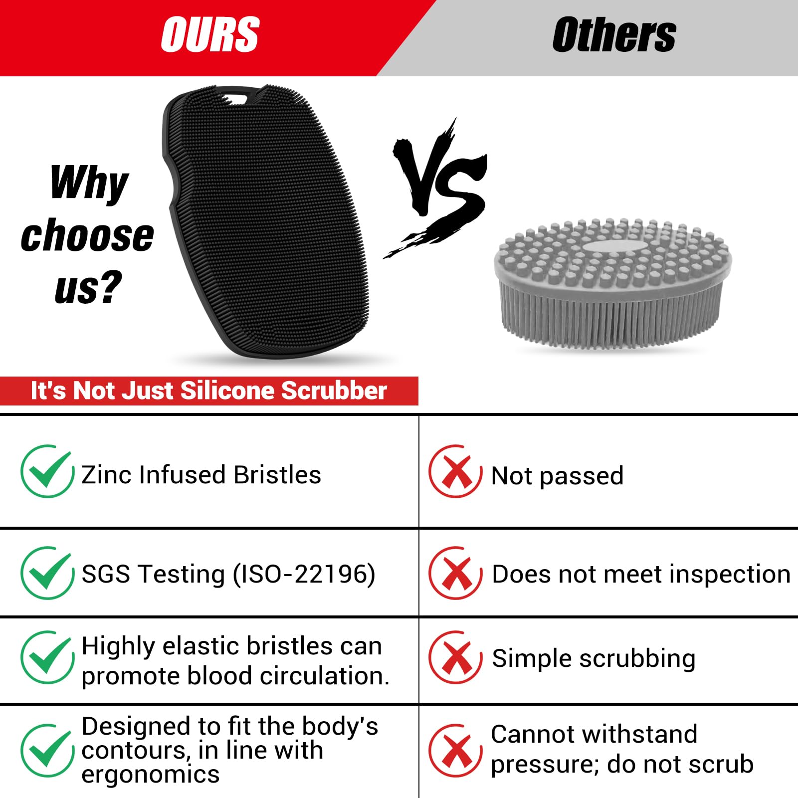 canroom Zinc-Infused Silicone Body Scrubber,Heavy-Duty Body Scrubber Spiral Pressurized Foam Design,Easy to Clean,Lathers Well,Long Lasting,and More Hygienic Than Traditional Loofah-Black