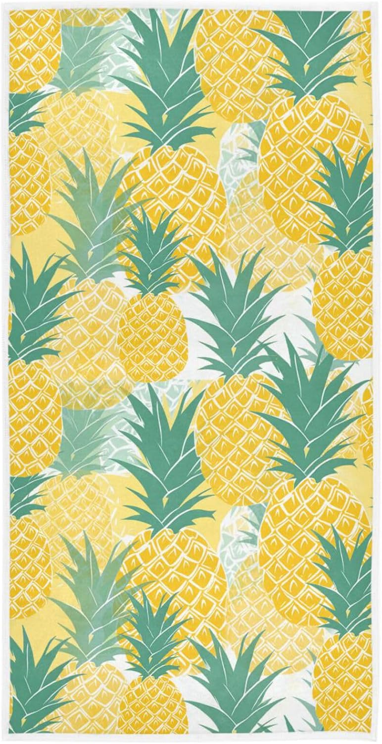 Pfrewn Retro Pineapple Hand Towels 16x30 in Tropical Fruit Pineapples Watercolor Bathroom Towel Soft Absorbent Small Bath Towel Kitchen Dish Guest Towel Home Bathroom Decorations