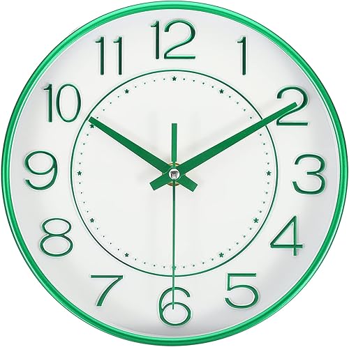 PATIKIL Reloj de pared de 8 pulgadas, funciona con pilas, silencioso y moderno reloj de pared redondo sin tictac para decoración de cocina, oficina,
