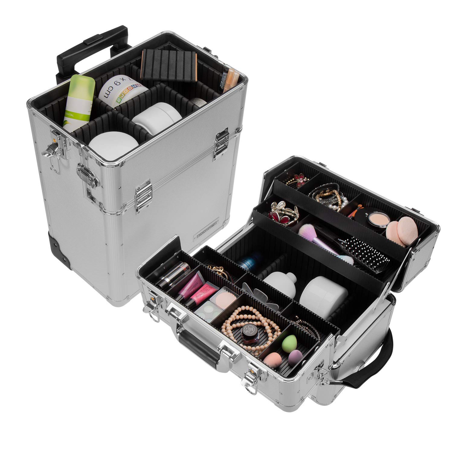 anndora 2 Rad Werkzeug Trolley 60 Liter Werkzeugkoffer silber