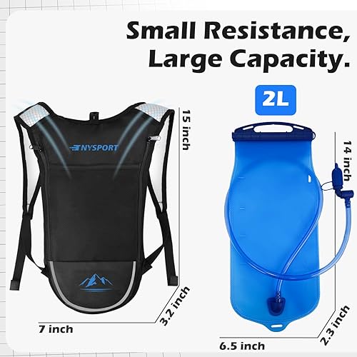 Miniatura 4 de 2 Pack Hydration Backpack Pack with 2L Hydration Bladder, TNYSPORT Lightweight Breathable Water Backpack with 3 Layer Pockets, Reinforced Shoulder