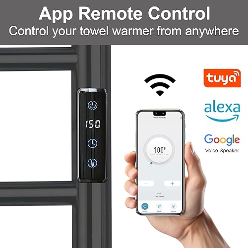 Miniatura 2 de Toallero Eléctrico con Control de Voz para Alexa y Google Home, TUYA - Calentador de Toallas de Baño Montado en la Pared, Enchufable, Material de