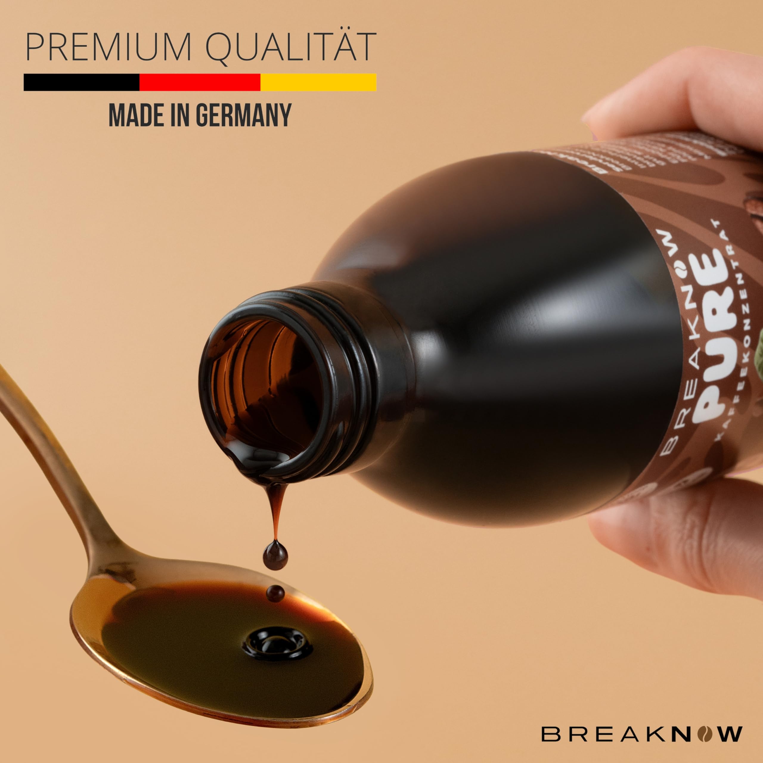 BreakNow Caramel Macchiato - Concentré de Café Glacé avec Arôme de Caramel - Sirop pour Cappuccino, Frappé - Prêt en 10 Secondes - 1 Bouteille = 30