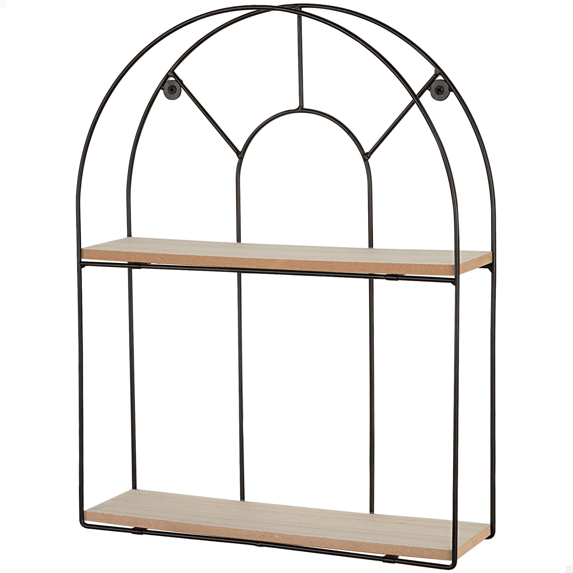 AKTIVE MAX Home Wall Shelf, 35 x 10 x 45 cm, Max. 4 kg, Circular, with 2 Shelves, Modern Design, Decorative, Black Metal Frame, for Living Room, Hallway, Bedroom, Office (18463)