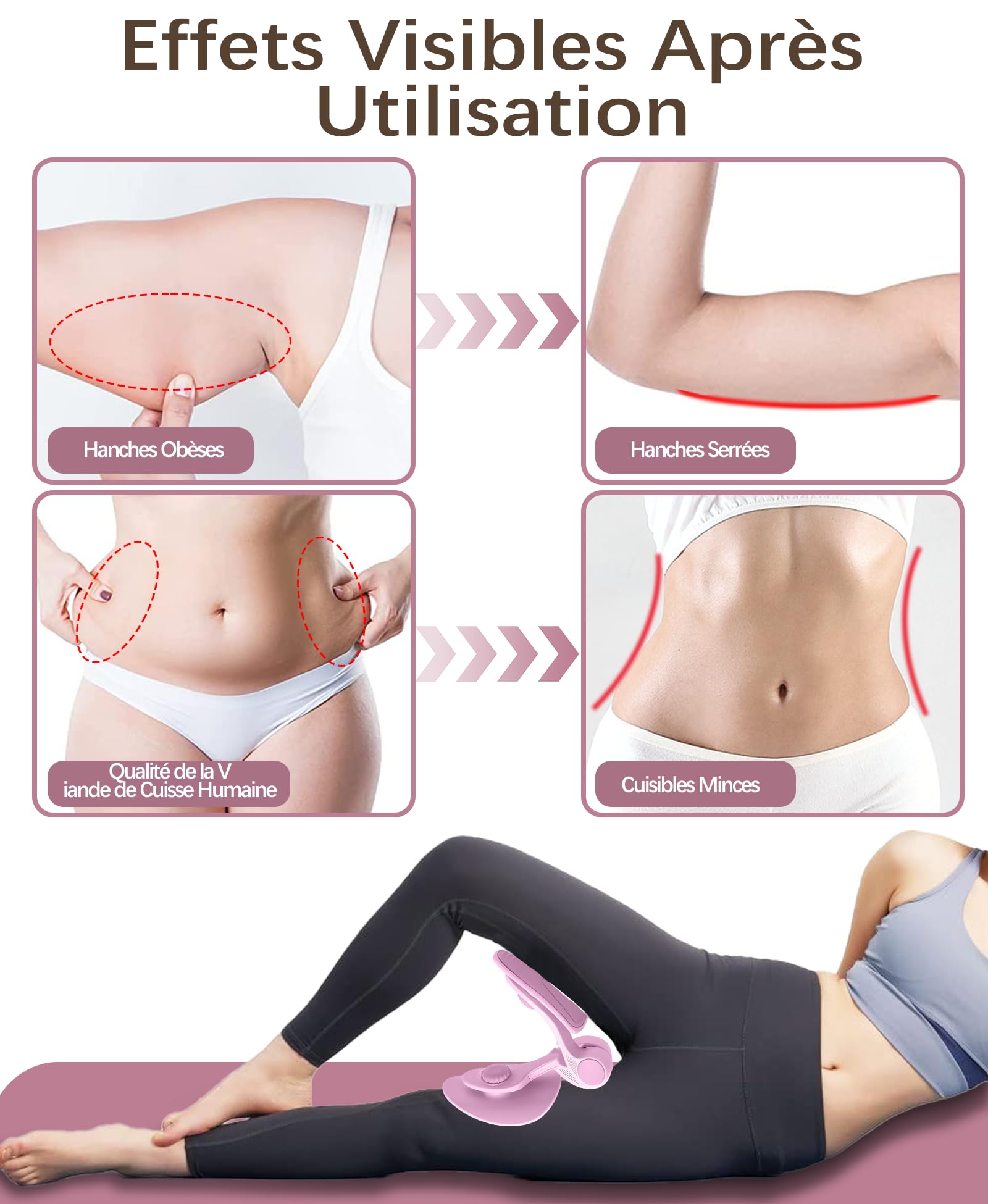 Attrezzo Interno Coscia 35lb Attrezzi Esercizi Pavimento Pelvico Muscoli Palestra in Casa Fitness Attrezzi Casa Pilates Allenamento a Casa per Addominali Glutei Arm Blaster (Rose)