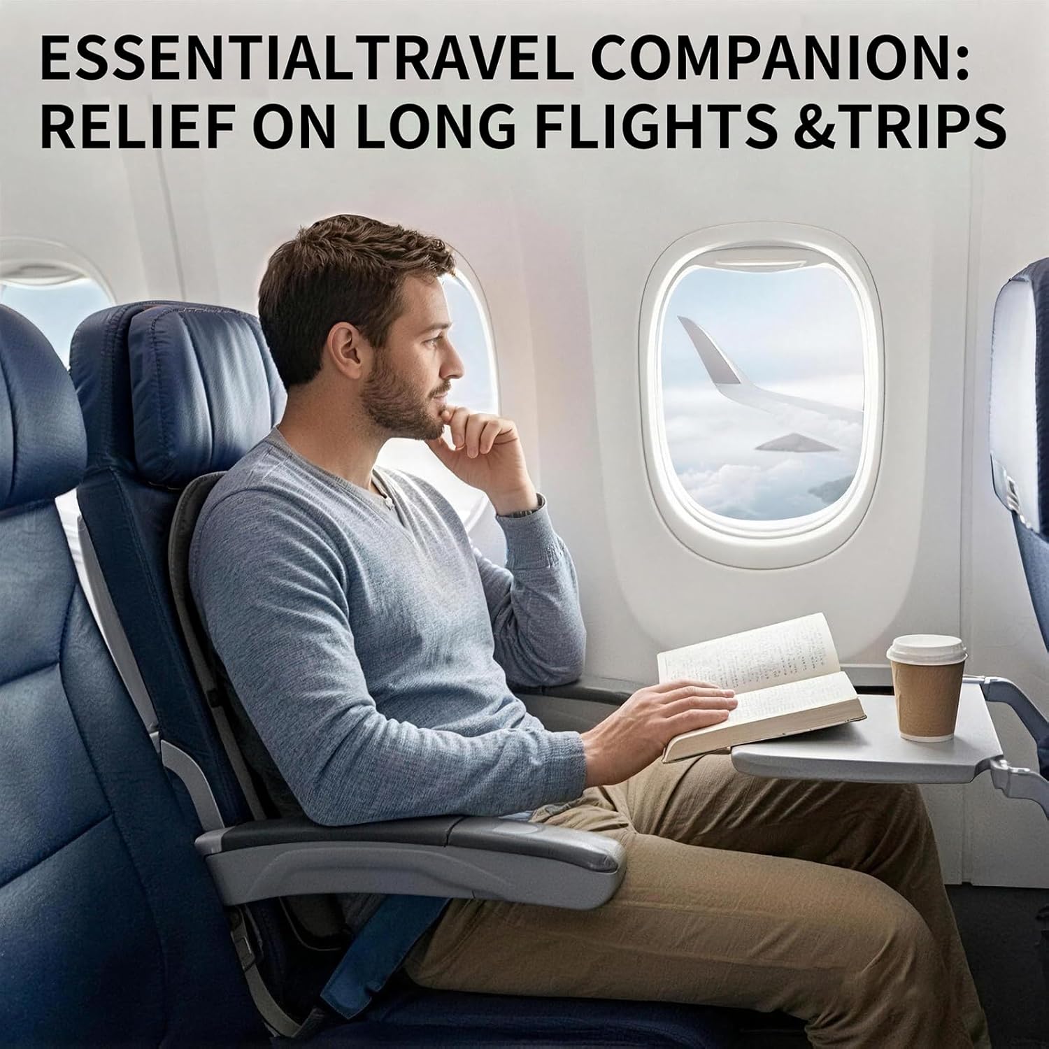 Inflatable Lumbar Support Pillow for Car & Office Chair - Tailbone Pain Relief Air Seat Cushion for Driver, Wheelchair, Airplane Seat, Travel - 17.7x14.3x2.0 Inches
