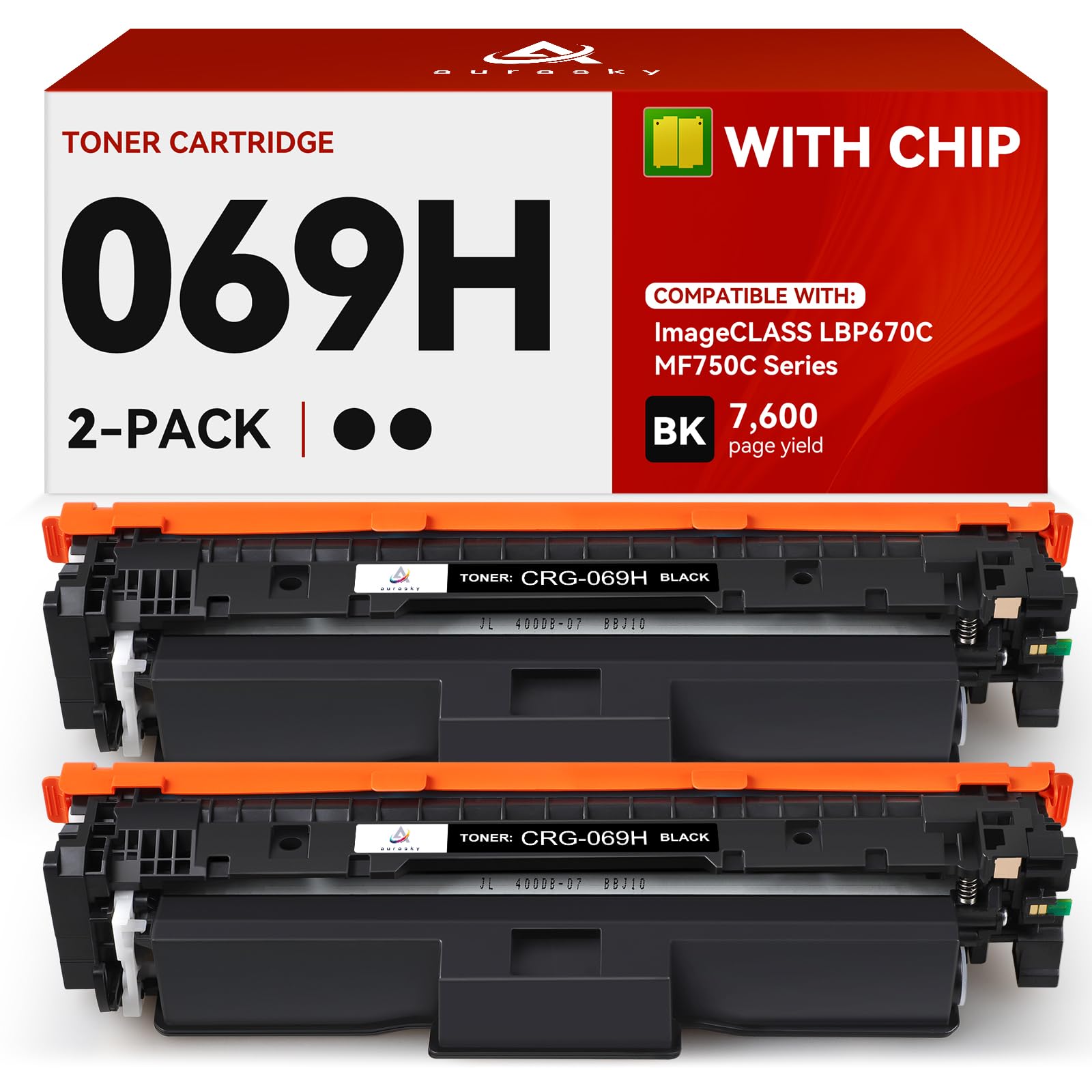 069H Black Toner Cartridge Compatible Replacement for Canon 069H 069 High Capacity Works with Canon Color imageCLASS MF750C LBP670C Series MF751Cdw MF753Cdw MF754Cdw LBP674Cdw LBP673Cdw 2-Pack Black
