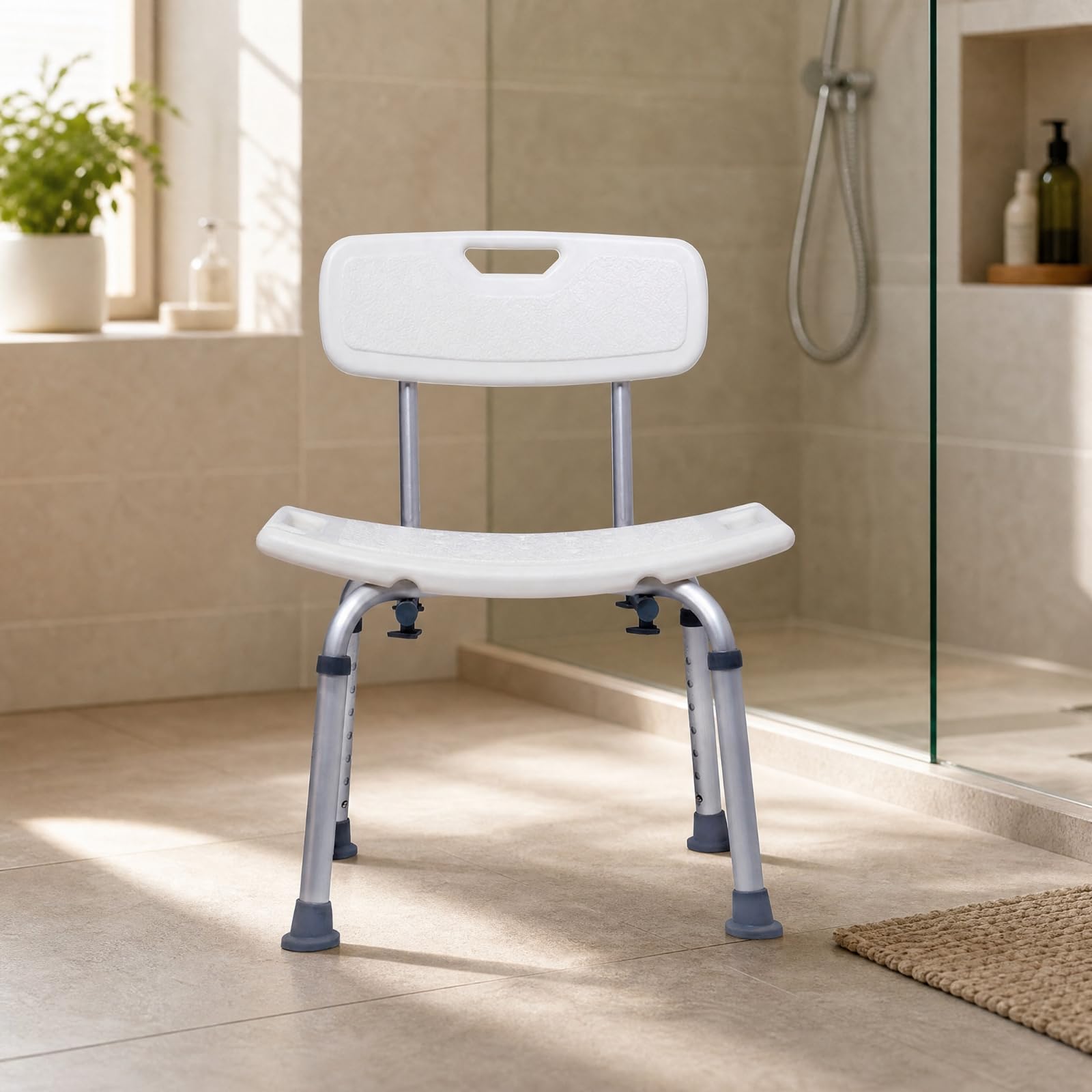 Silla Ducha Ajustable Estable Silla Ducha con Asiento Giratorio Higiénica Asiento Baño con Agarraras para Uarios Mayores, 798