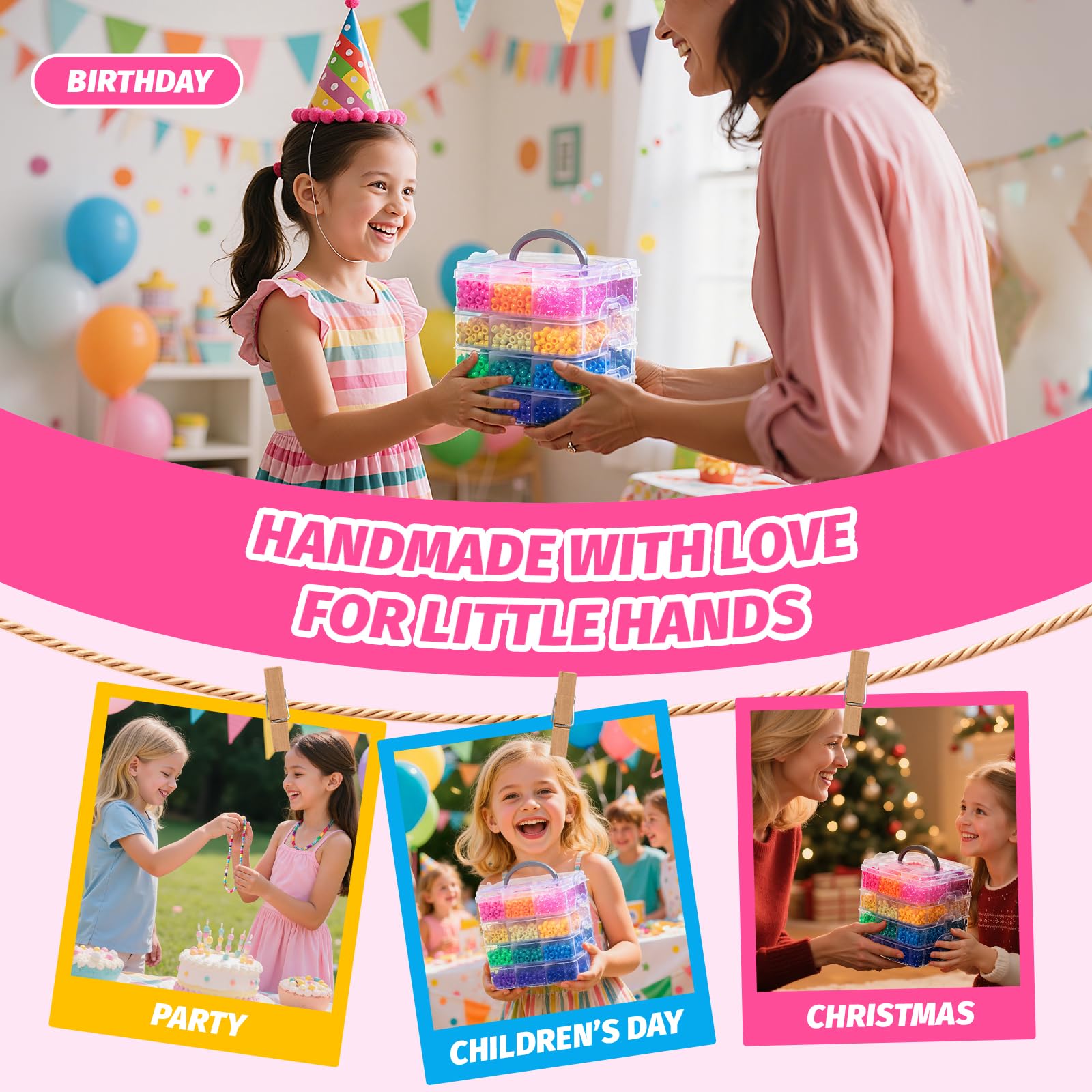 Simetufy 4200 cuentas de pony, 24 colores, cuentas Kandi para hacer pulseras | Plástico de 6 x 9 mm para trenzas de cabello, llavero, joyería, manualidades, 2.5 libras