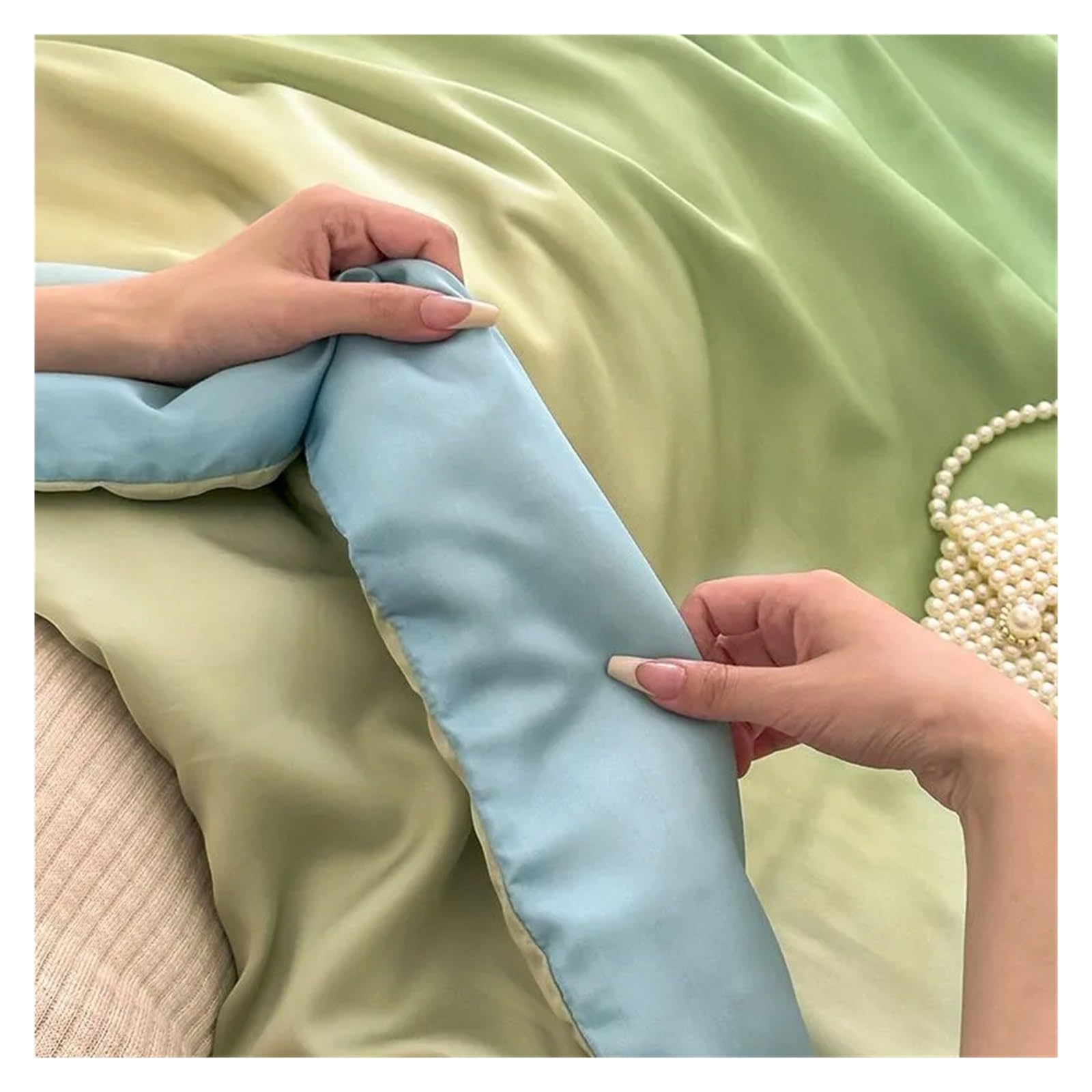 ADovz 4 pezzi queen size morbido setoso raffreddamento morbido trapuntato estivo piumino piatto lenzuolo 2 fodere Compatible with cuscini coperta sfumata viola,Lenzuola