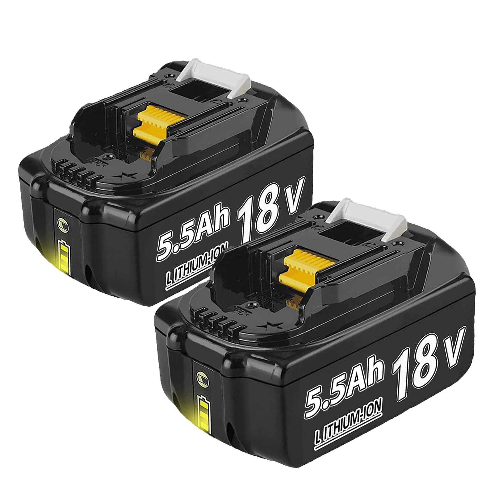 Pack of 2 5500 mAh Replacement Batteries for Makita 18 V Battery BL1850 BL1850B BL1860B BL1860 BL1840B BL1840 BL1830 BL1835 BL1845 194204-5 LXT-400 with LED Tool Battery