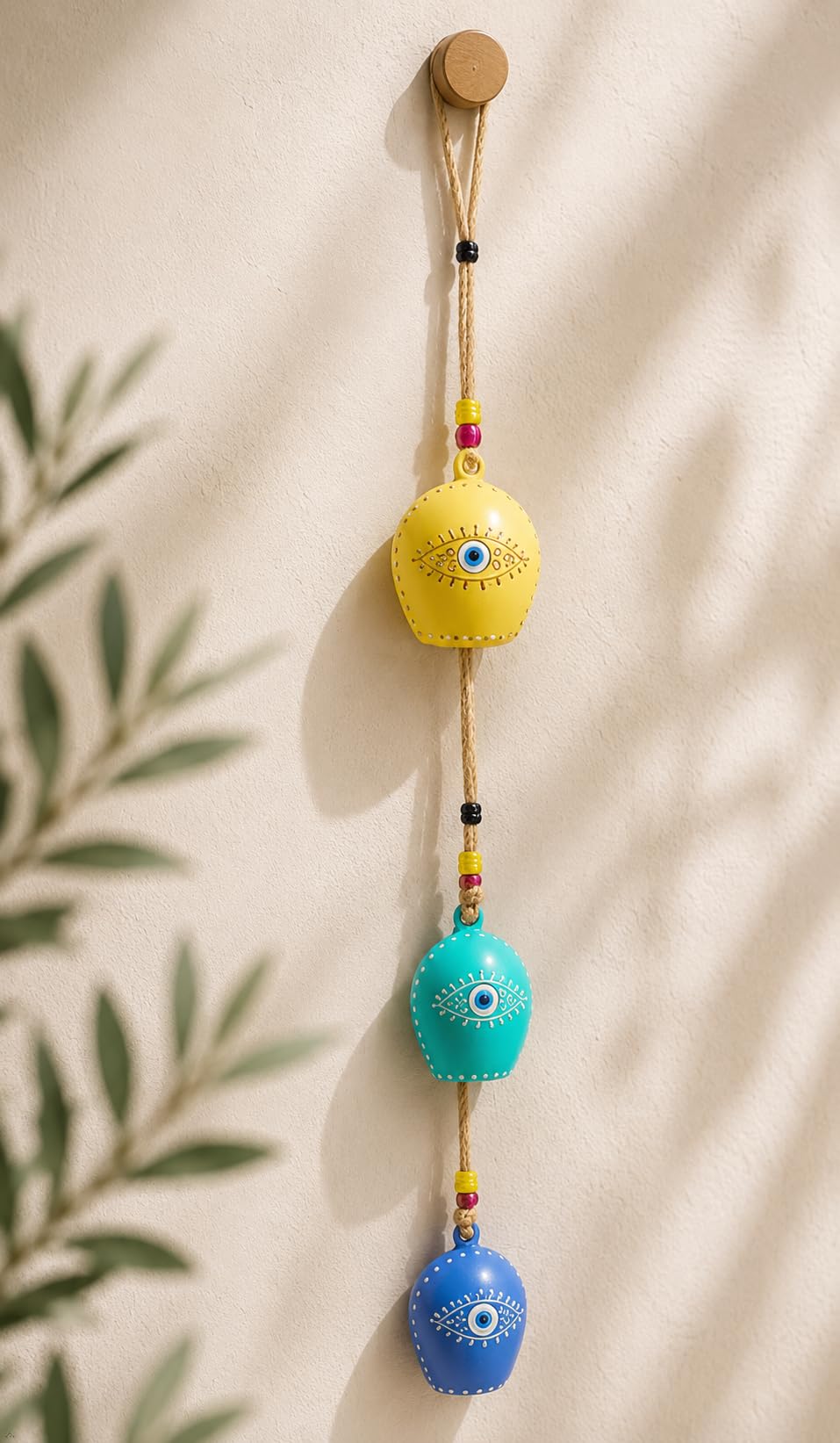 Evil Eye Toran - Hand Painted Nazar Battu with Bells -8