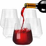 Tebery 20 Pack de verres à vin en plastique côtelé, 12 Coupes à cocktail sans cagoule pour la fête, gobelet à boire à l'origami reutilisable pour la restauration de champagne Bar pique-nique