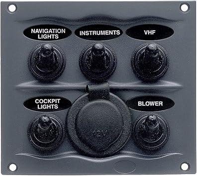 BEP 5-Way Spray-Proof DC Switch Panel with 12V Socket