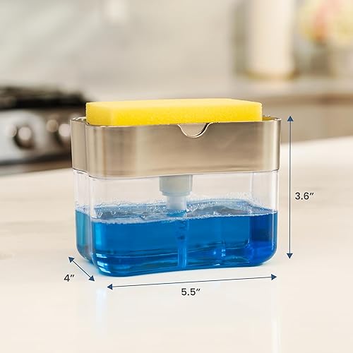 Miniatura 6 de ST INC Despachador de bomba para jabón y soporte para esponja Gris, Negro mate, Blanco mate, Gris metálico, Plata