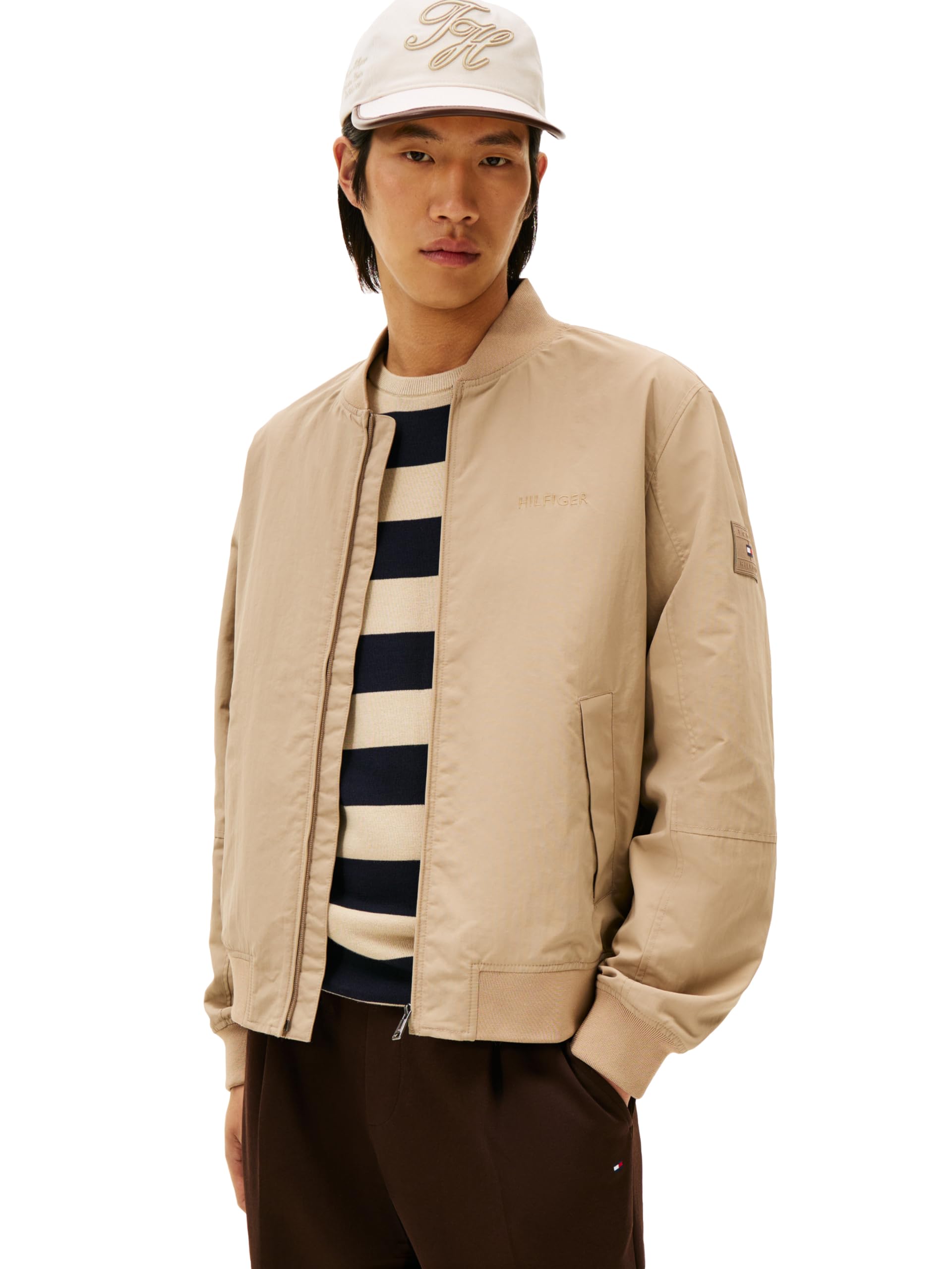 Men's Lightweight Waterproof Bomber Jacket With Embroidered Logo Detail